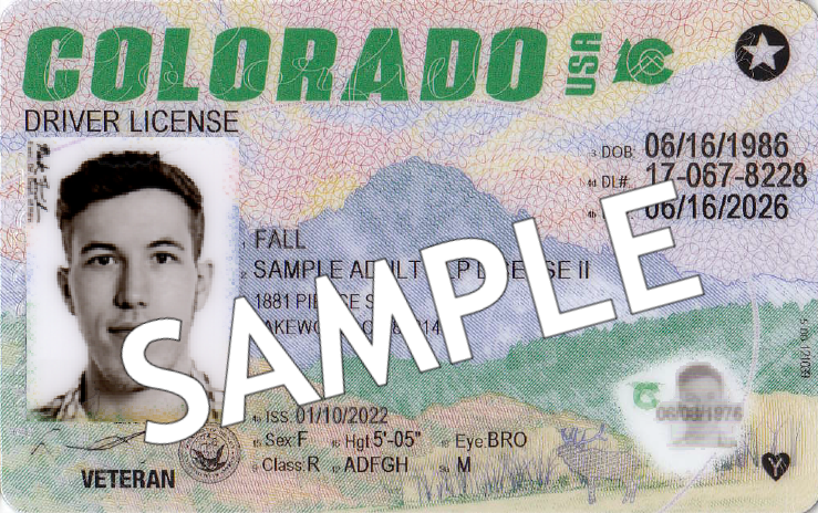 Sample image of REAL ID compliant Colorado Driver License