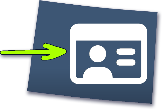 Blue Colorado state with white drivers license icon and a green arrow pointing to car