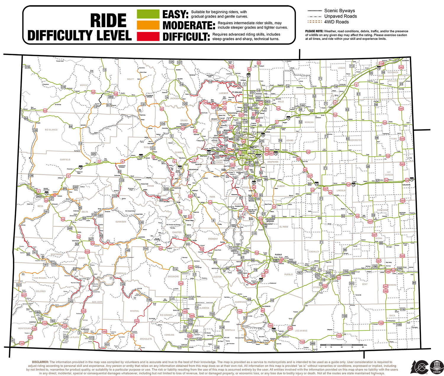 Motorcycle Ride Difficulty Map