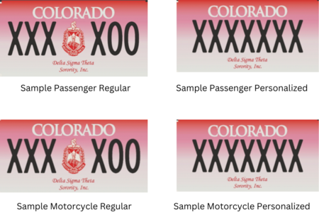 Delta Sigma Theta Sorority License Plate with the Delta Sigma Theta Emblem in middle