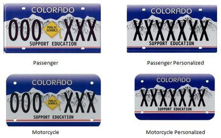 Support Education License Plate with a blue background and white mountains and a yellow mortarboard cap in the middle